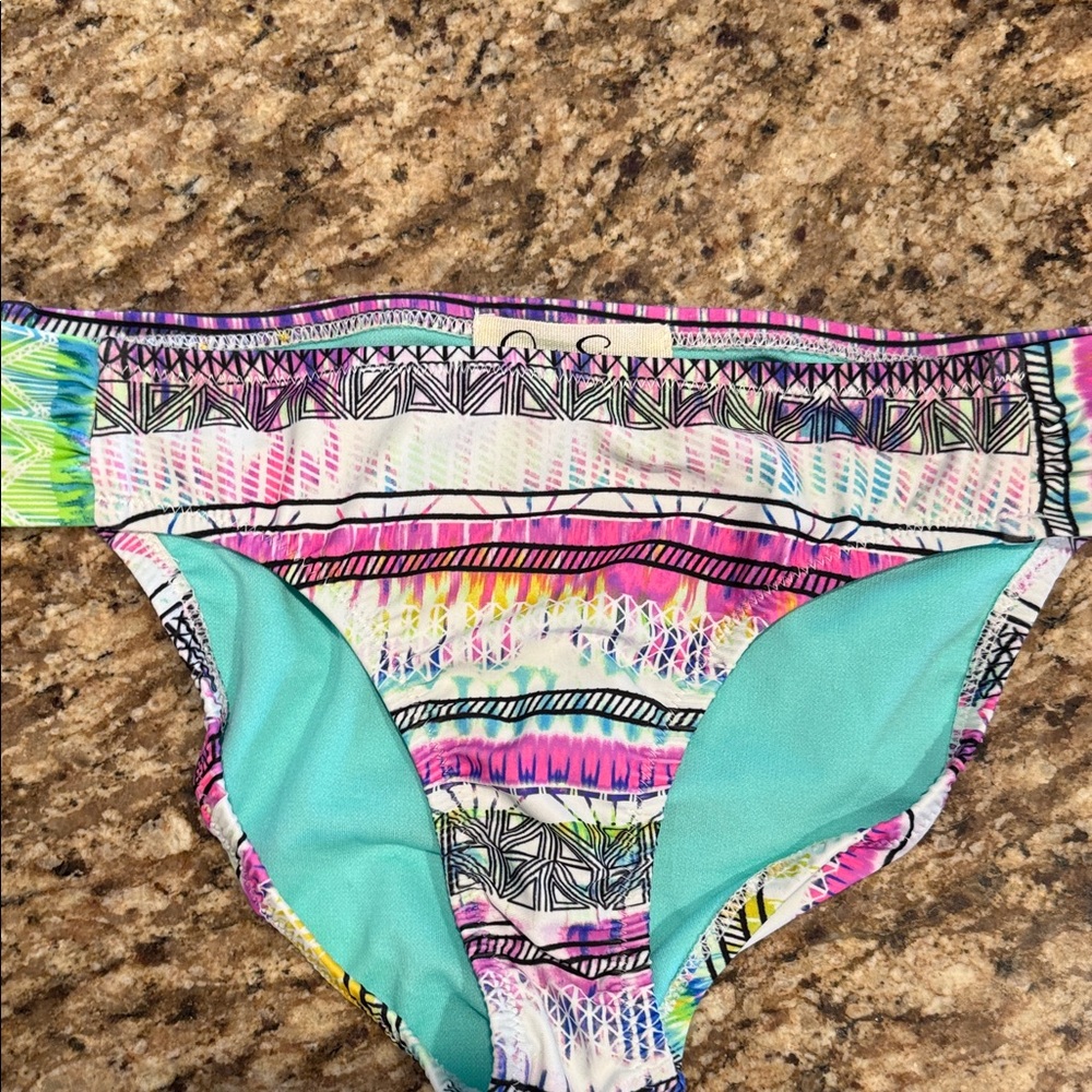 Jessica Simpson Pink and Teal Bikini Bottom